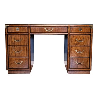 1970s Drexel Accolade Campaign Style Partner Desk For Sale
