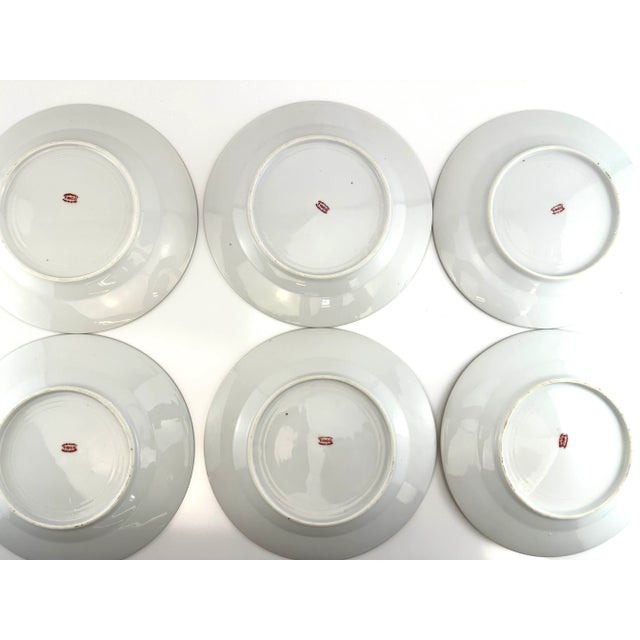 Vintage 1940's Hand Painted Floral Plates, Trico Nagoya Japan- Set of 6 For Sale - Image 10 of 11