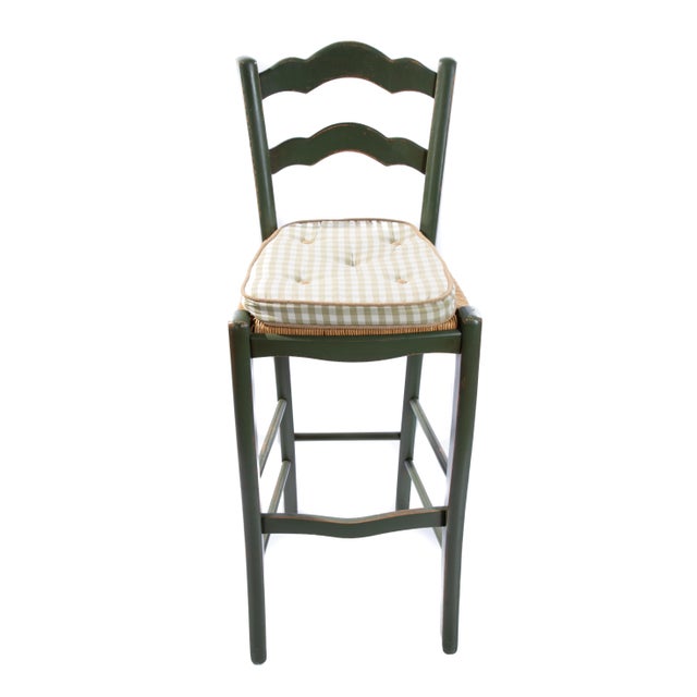 Italian Barstool with Plaid Seat Cushions For Sale - Image 10 of 13