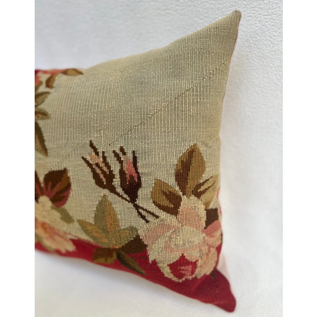 Mid 19th Century Decorative Pillow Upholstered in Woven 19th Century Aubusson Tapestry For Sale - Image 5 of 7