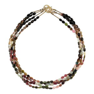 Ajd 19 Inch Four Strand Multi Color Tourmaline Nugget Necklace