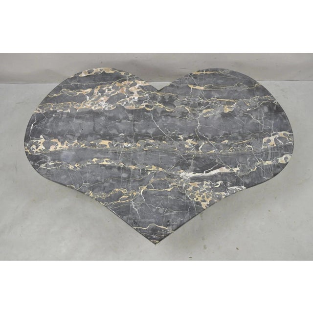 Vintage Custom Heart Shaped Italian Marble Top Hollywood Regency Coffee Table For Sale - Image 11 of 11