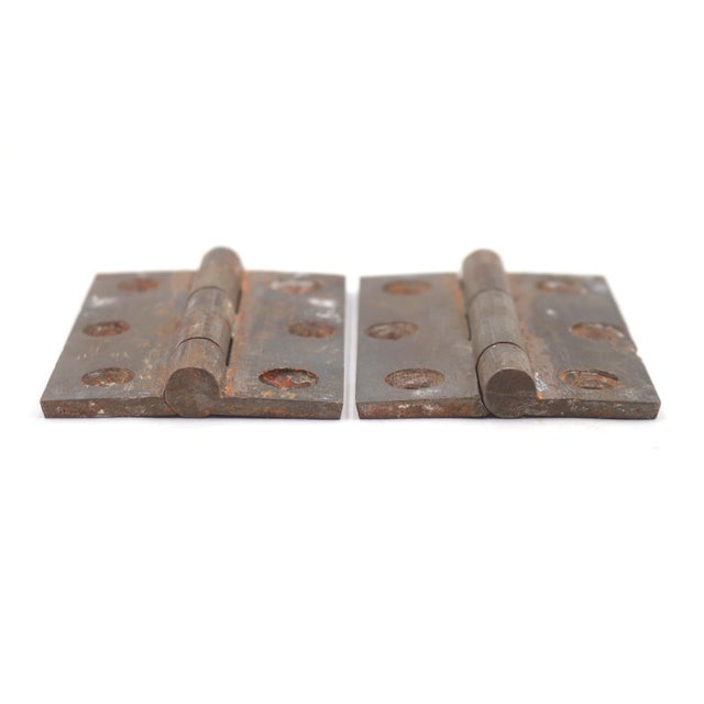 Traditional Pair of Vintage 2.375 X 3.5 In. Cast Iron Cabinet Hinges For Sale - Image 3 of 5