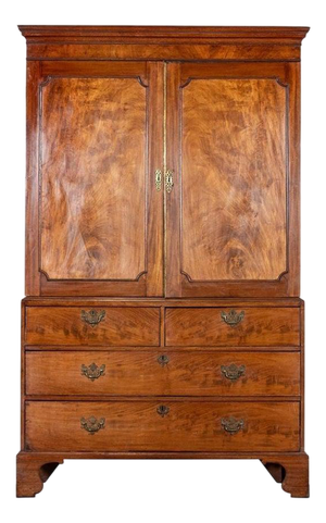 English George III Walnut Linen Press, 1800