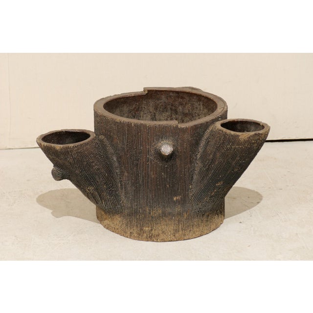 Ceramic Mid 20th Century American Terracotta Tree Trunk Planter For Sale - Image 7 of 7