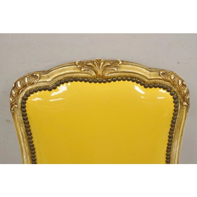 Vintage French Louis XV Style Parcel Gilt Carved Dining Side Chairs - Set of 10 For Sale - Image 4 of 14