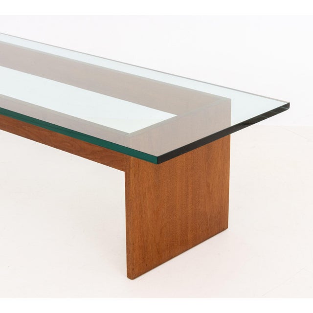 Mid-Century Modern Glass Top Teak Coffee Table For Sale In New York - Image 6 of 8
