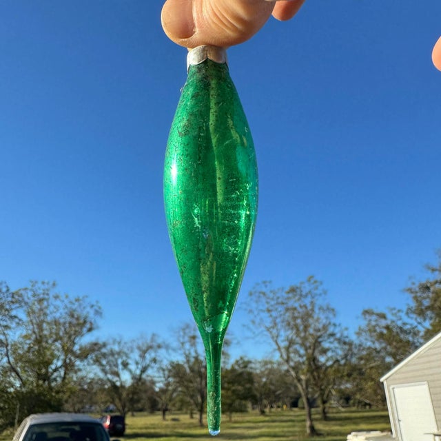 1950s 1950s Green Tear Drop Mercury Glass Christmas Ornaments- Set of 5 For Sale - Image 5 of 5