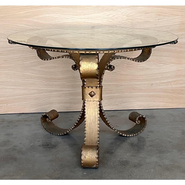 Mid 20th Century Hollywood Regency Gilt French Iron Cocktail Table For Sale - Image 16 of 18