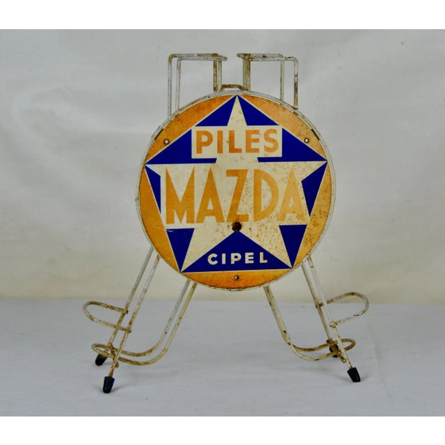 White Mazda Battery Display Sign, 1960s For Sale - Image 8 of 8