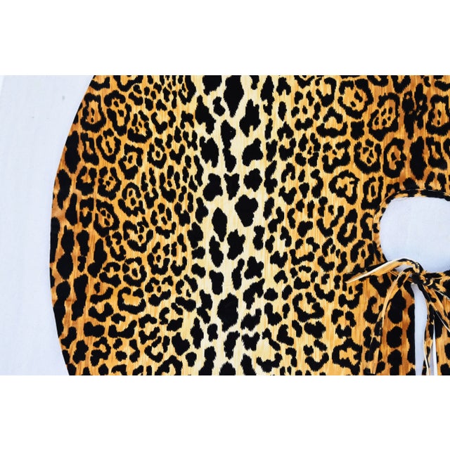 X-Large 55" Custom-Tailored Leopard Velvet Christmas Tree Skirt For Sale - Image 4 of 10