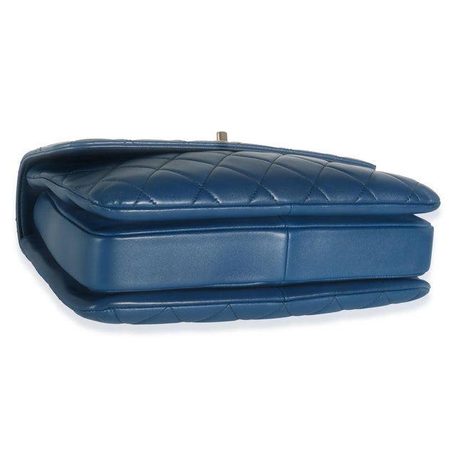 Navy Quilted Lambskin Medium Trendy Top Handle Bag For Sale In New York - Image 6 of 8