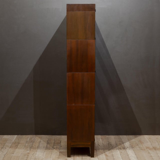 Antique Walnut Globe-Wernicke 4 Stack Lawyer's Bookcase c.1920 For Sale - Image 9 of 12