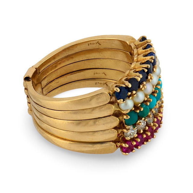 Contemporary Vintage Gemstone 14k Yellow Gold Ring Set, Size 5.75 For Sale - Image 3 of 6