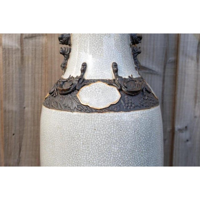 Large Antique Chinese Qing Dynasty Crackle Glaze Porcelain Vase, 1800s For Sale - Image 6 of 18