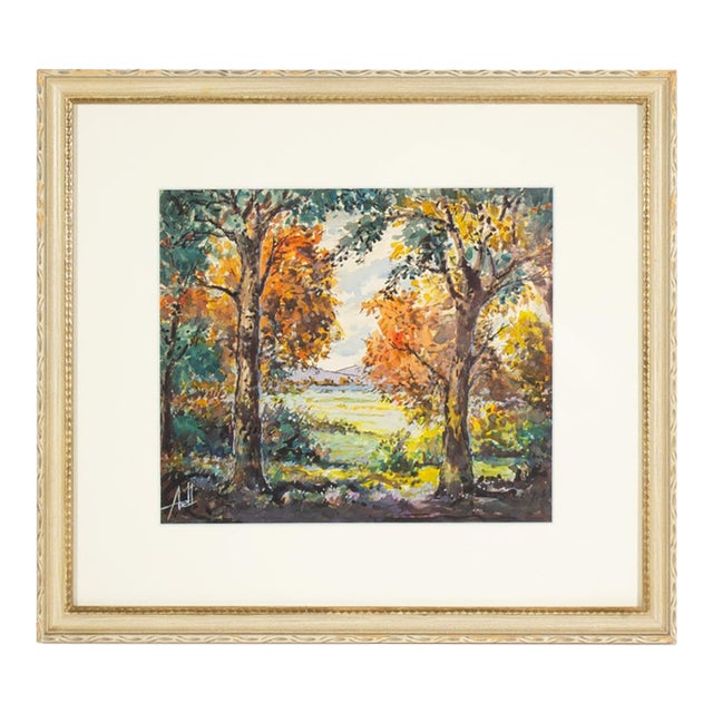 Watercolor Autumn Landscape Painting by Bill Abell For Sale