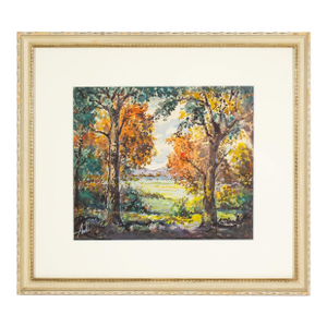Watercolor Autumn Landscape Painting by Bill Abell
