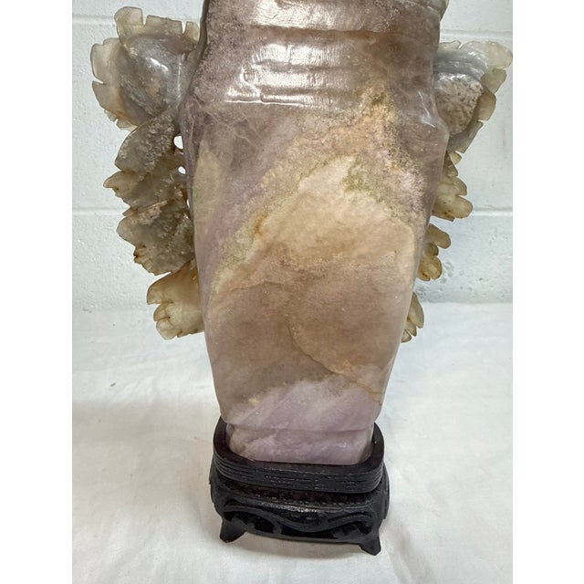 Large Antique Carved Chinese Amethyst Smokey Quartz Crystal Lidded Urn Sculpture For Sale - Image 17 of 17