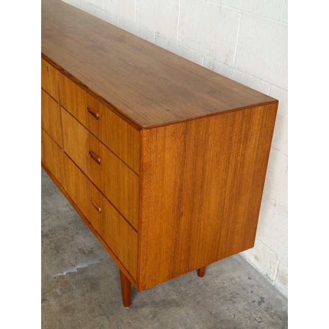 In Style of Arne Vodder Teak Dresser Wooden Lowboy Chest of Drawers Denmark Mid-Century Modern 1960s For Sale In Los Angeles - Image 6 of 9