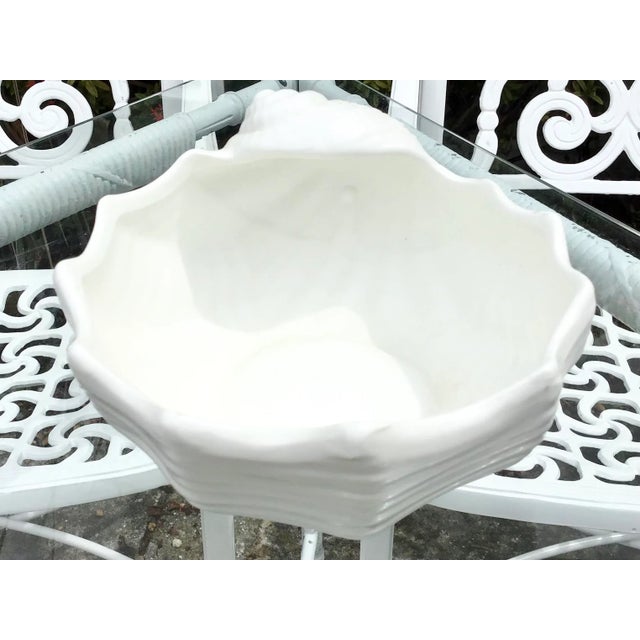 Modern Faux Seashell White Ceramic Bowl For Sale - Image 3 of 9
