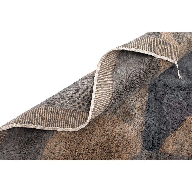 Textile Sophisticated Abstract Hand-Knotted Wool Rug | 9'7" X 6'7" | One of a Kind For Sale - Image 7 of 9