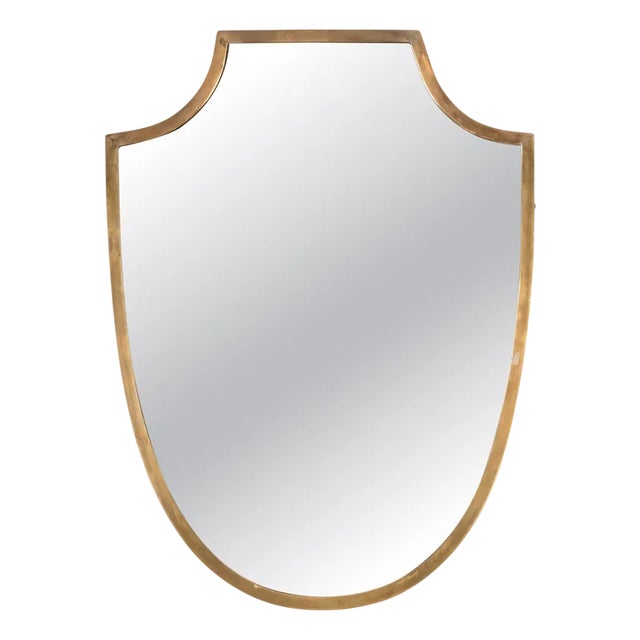 Italian Brass Shield-Shaped Mirror by Gio Ponti, 1950s For Sale