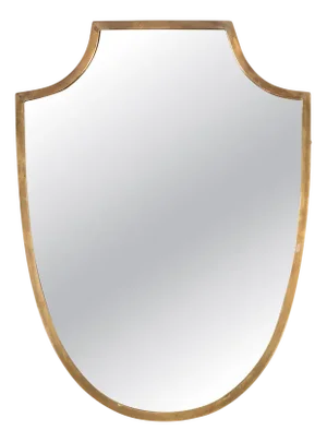 Italian Brass Shield-Shaped Mirror by Gio Ponti, 1950s