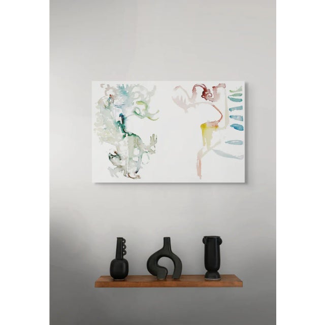 2000 - 2009 "Showing Shade", 2009. Contemporary, Abstract Expressionism. Watercolor on Paper by Joe Ginsberg. Jade Green With Accents of Rose, Gray and Yellow. For Sale - Image 5 of 7