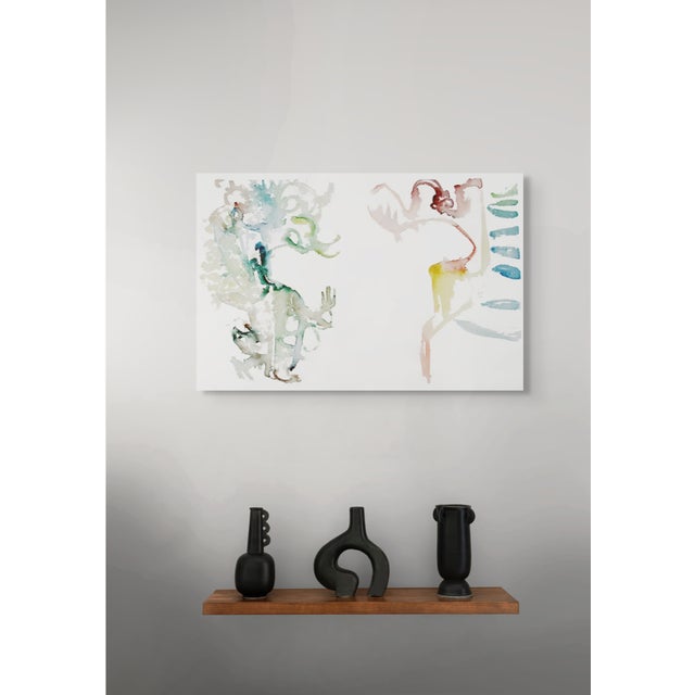 2000 - 2009 "Showing Shade", 2009. Contemporary, Abstract Expressionism. Watercolor on Paper. Shades of Jade Green With Accents of Rose, Gray and Yellow. For Sale - Image 5 of 7