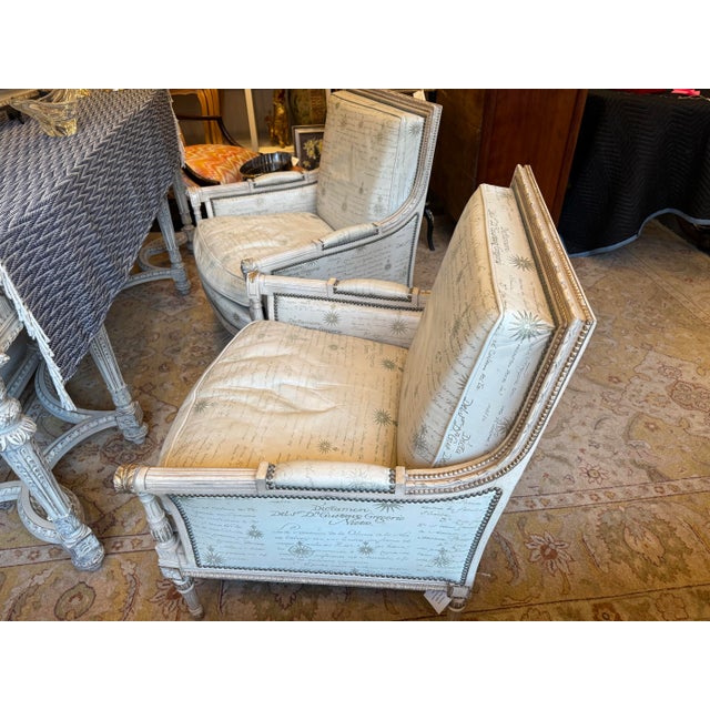 Animal Skin Mid 20th Century Vintage French Louis XVI Style Leather Side Chairs For Sale - Image 7 of 9