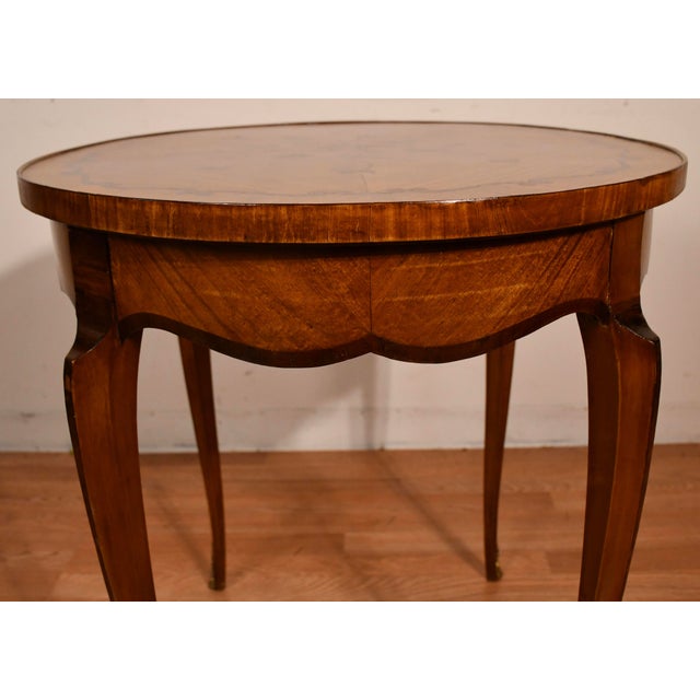 1930s 1930s French Satinwood Inlaid Center Table / Side Table For Sale - Image 5 of 11