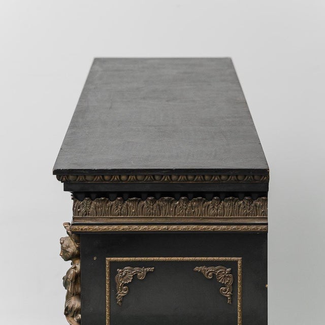 Wood French Sideboard in Hand-Painted Wood with Brass Details, 1890s For Sale - Image 7 of 13
