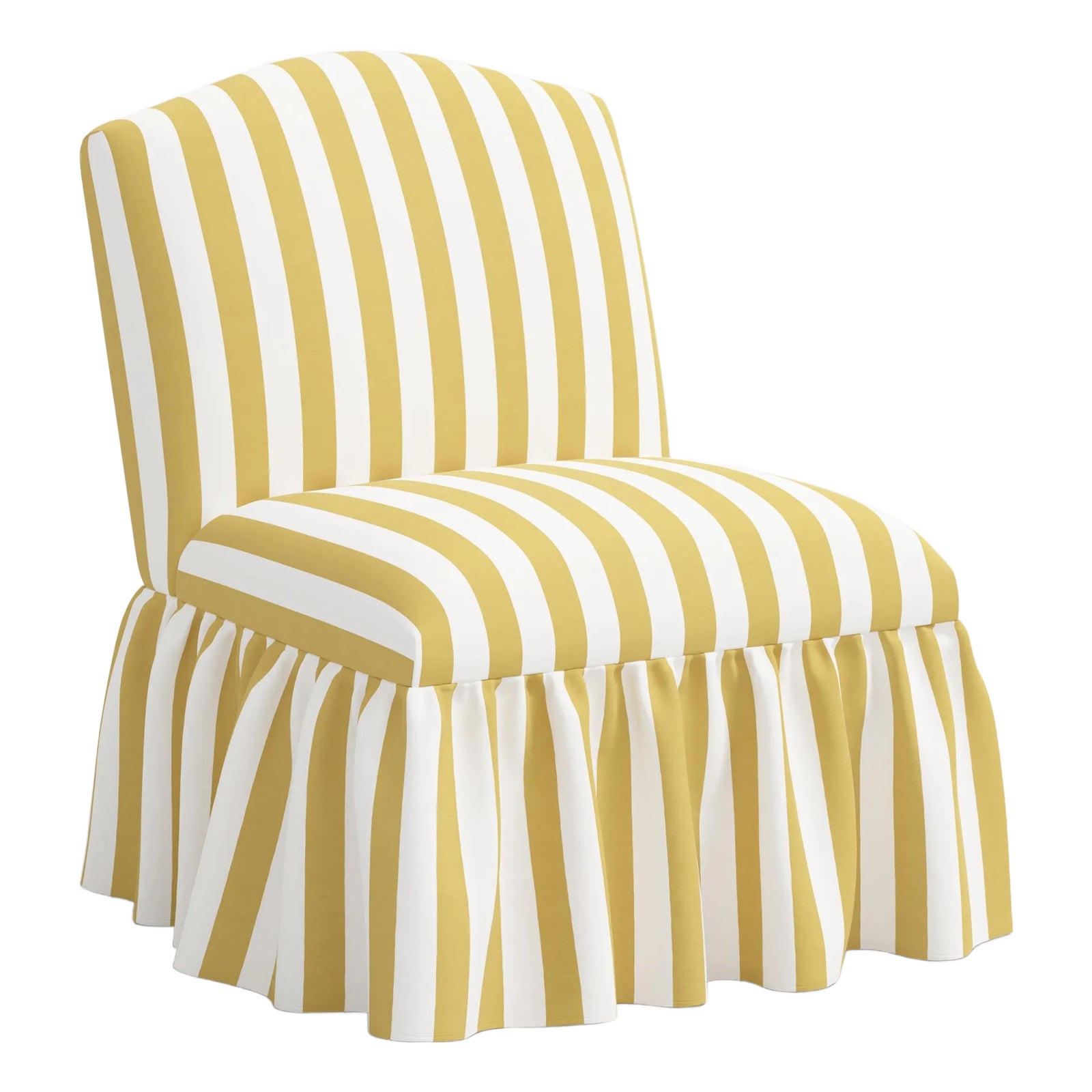 Spritely Home Ashburn Ruffle Slipper Chair in Canopy Stripe Honey ...