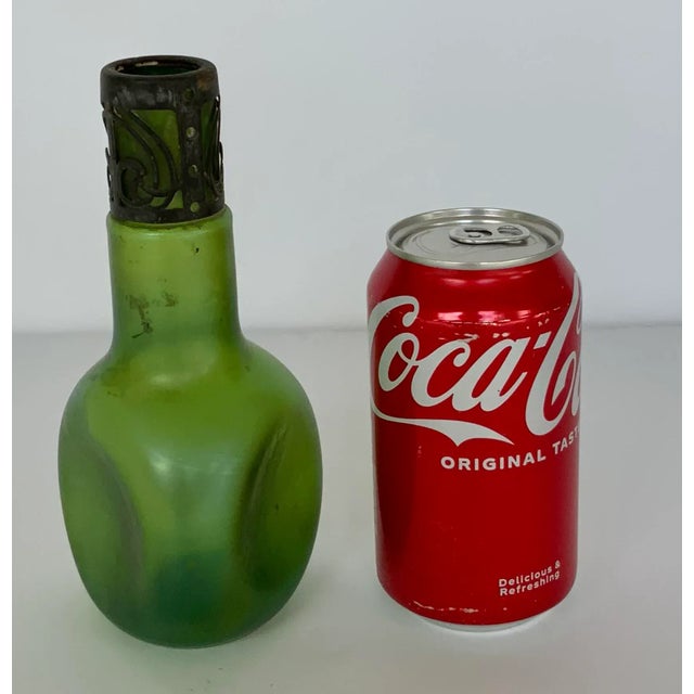 Antique Loetz Green Dimple Art Glass Vase For Sale - Image 4 of 5