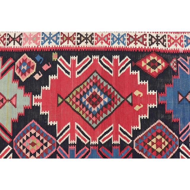 19th Century Antique Kuba Kilim Gallery Rug in With Vibrant Colors 6 X 12'8 For Sale - Image 12 of 15