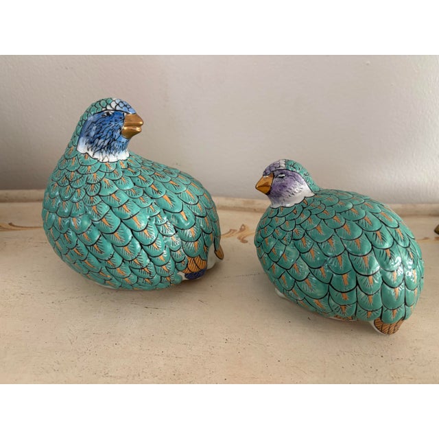 Vintage Hand Painted Chinese Quail Statues - A Pair For Sale - Image 4 of 8