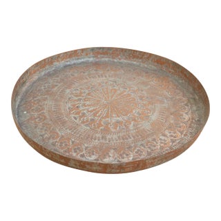 Copper Mandala, Antique Tinned Ceremonial Platter For Sale