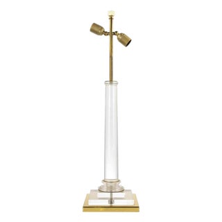 Italian Brass and Acrylic Glass Table Lamp by Corinne Halna, 1970s For Sale