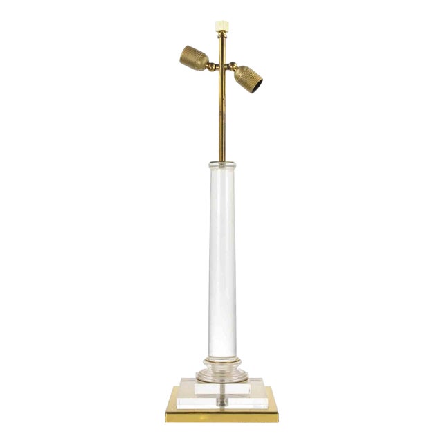 Italian Brass and Acrylic Glass Table Lamp by Corinne Halna, 1970s For Sale