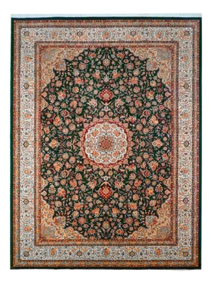 Vintage Green Chinese Rug in Silk, 1990s
