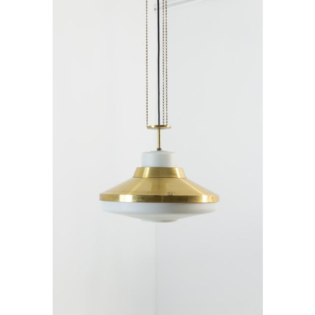 Mid-Century Modern 1970s Czech Brass Pendant Lamp For Sale - Image 3 of 13