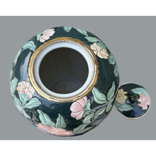 Ceramic Mid Century Floral Porcelain Temple Jar For Sale - Image 7 of 8