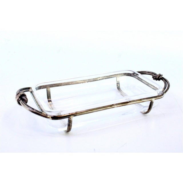 Glass Ring with Silver Structure and Knot-Shaped Handles For Sale - Image 5 of 7