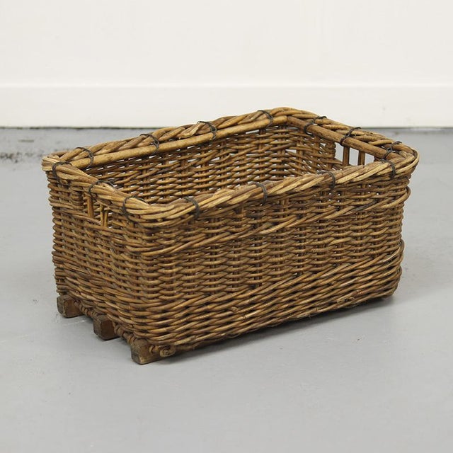Antique Industrial Factory Wicker Basket For Sale - Image 10 of 10
