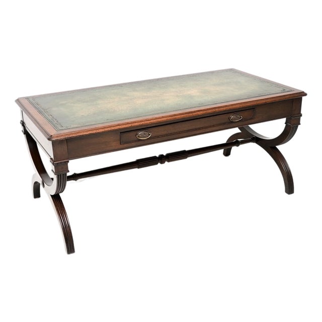 Regency Leather Top Coffee Table, 1930 For Sale