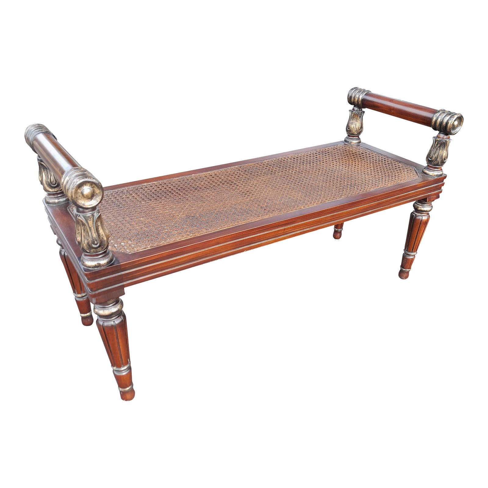 Henredon Furniture Company Wood and Cane Bench Chairish