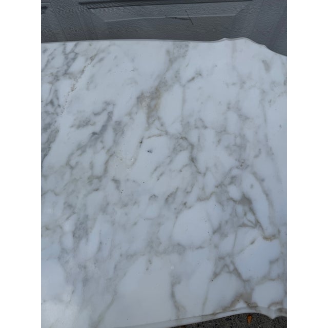 Vintage French Louis XV Style Marble-Top Coffee Table With Carved Floral Apron and Cabriole Legs For Sale - Image 10 of 12