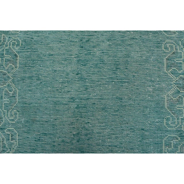 Textile Tabriz Runner 2’8” X 18’5” Blue Wool Vintage Overdyed Hand-Knotted Rug For Sale - Image 7 of 11