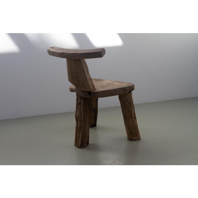 Primitive Elm T Tripod Side Chair, Denmark, 1970s For Sale - Image 13 of 17