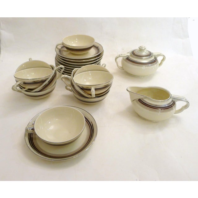 Art Deco coffee service comprising: - a set of 10 coffee cups (9.5 cm diameter x 4 cm high) with matching saucers (14.5 cm...